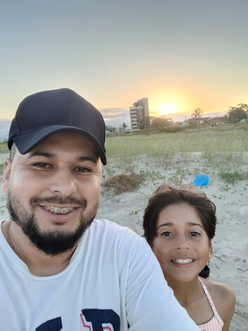 Na praia com o pai